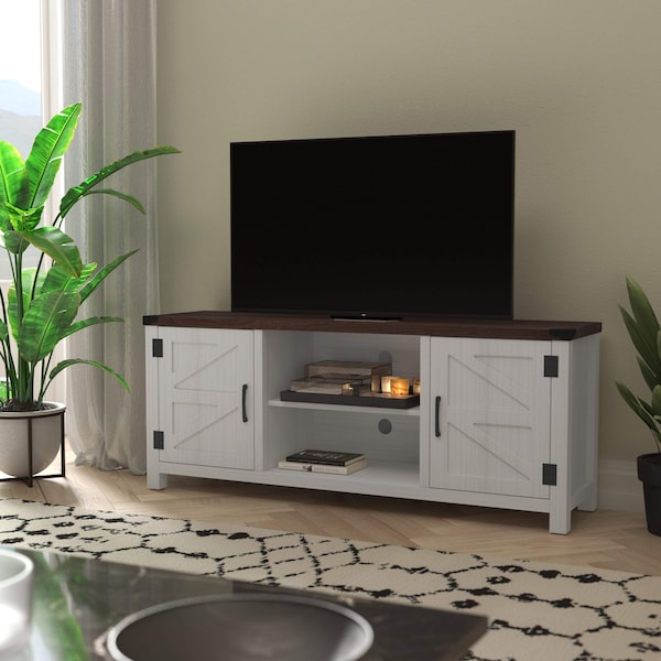 Flash Furniture White 59" Barn Door TV Stand Fits up to 65" TV's GC-MBLK67-WH-GG - main